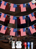 4th of July Patriotic Lights, 2PK 48FT 100LED Red White Blue String Lights by EXF