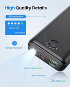 Portable Charger Power Bank 30000mAh USB C 22.5W Fast Charging External Battery - Image 5
