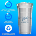Top Cup Aluminum Cups, 12 oz Reusable Party Cups, Cold-Holding, Recyclable - Image 4