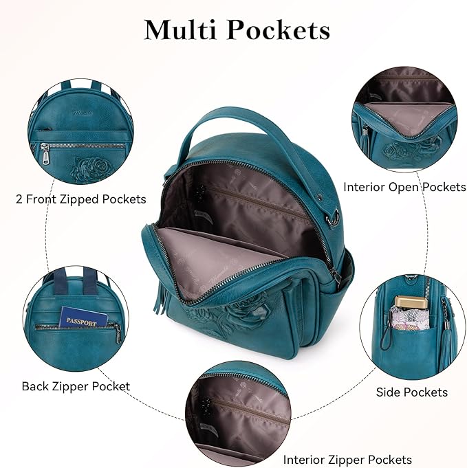 Mini Backpack Purse for Women, Embossed Vegan Leather Small Backpack Fashion - Image 5