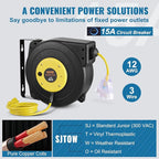 VEVOR Retractable Extension Cord Reel, 45 FT, Heavy Duty 12AWG/3C SJTOW - Image 4