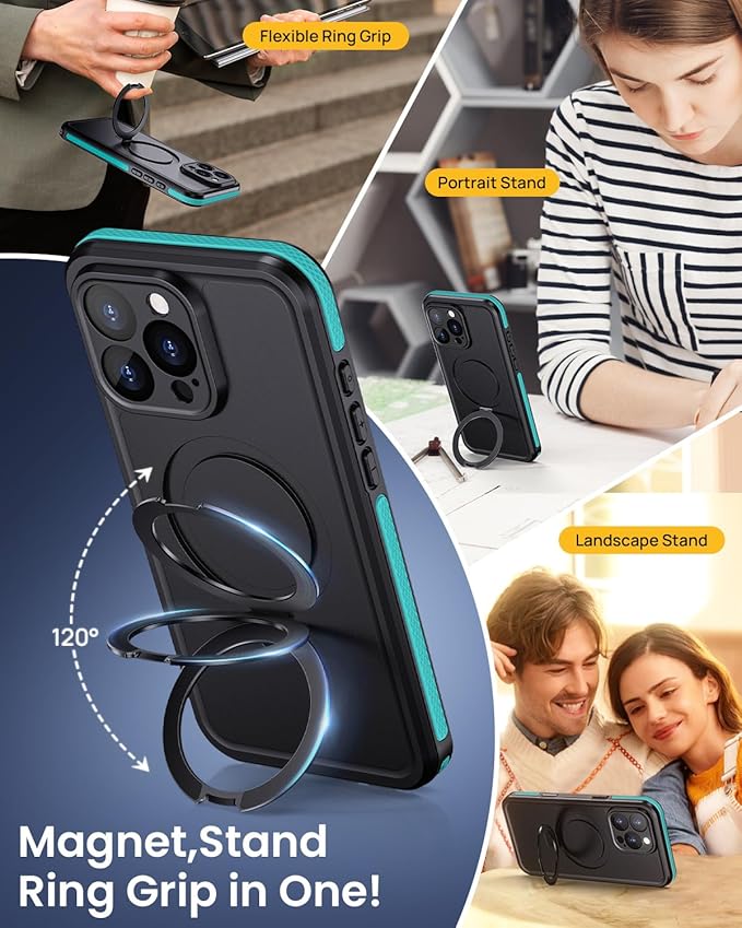 Lanhiem Magnetic for iPhone 16 Pro Max Waterproof Case, Dustproof Case Built-in - Image 6