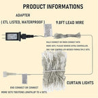 Dazzle Bright 300 LED Curtain String Lights, Valentine's Day Fairy Lights - Image 5