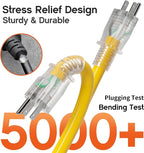 100 ft 10 Gauge Heavy Duty 3 Outlet Extension Cord Splitter - Image 5