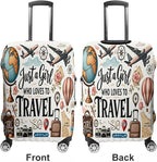 Travel Girl Adventure Globe Airplane Suitcase Camera Map Stretch Luggage Cover - Image 3
