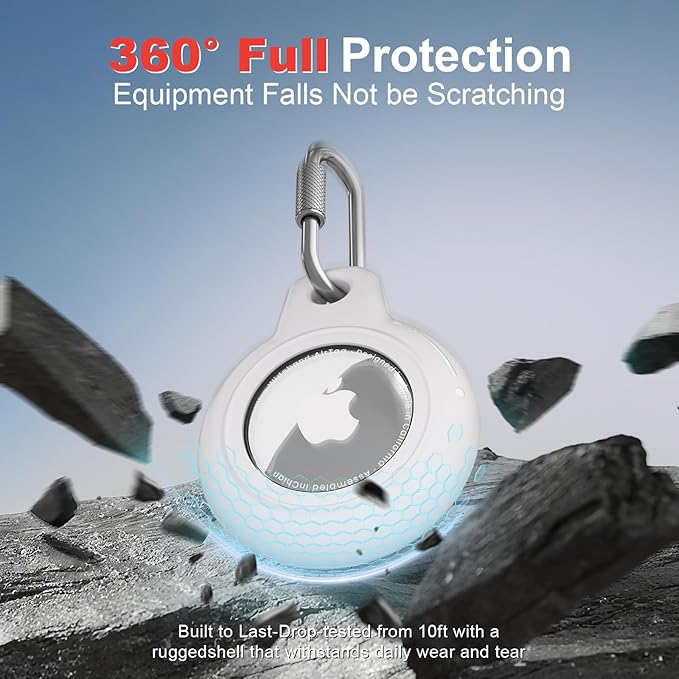 AirTag Holder with 304 Carabiner, 4 Pack IPX8 Waterproof Shockproof PC Hard Case - Image 4