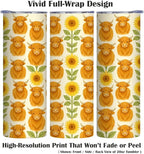 Firmiso 20 oz Tumbler｜Skinny Insulated Travel Mug｜Highland Cow Sunflower - Image 2