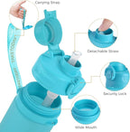 TakeToday Collapsible Water Bottles 21oz, Foldable Platinum Silicone Travel - Image 8