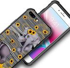 for iPhone 7/8 Case, Cute Little Elephant Sunflower White Line Art Pattern Made - Image 4