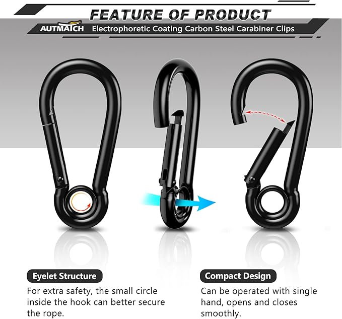 AUTMATCH Carabiner Clips, 4 Pack - Image 2