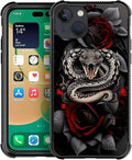 for iPhone 13 Case, Entwined Rose Snake Pattern Graphic Design Girl Boy Soft by FKBRCL4U