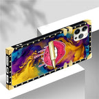Compatible with iPhone 12 12 Pro Case, Cool Corlorful Lip Marble Luxury Golden - Image 4