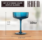 Khen Plastic Acrylic Ribbed Vintage Art Deco Martini, Champagne & Cocktail - Image 2