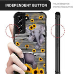 for Samsung Galaxy S22 Case, Cute Little Elephant Sunflower White Line Art - Image 5