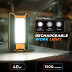 innofox 2-Pack LED Rechargeable Magnetic Work Light 1500 Lumens, Hanging Hook - Image 2