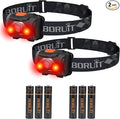BORUIT LED Headlamp Red White Light Head Lamp AAA Battery Super Bright by BORUIT