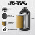 RAYMYLO Insulated Water Bottle 64 oz, Triple Wall Vacuum Stainless Steel - Image 5