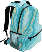 Wamika Turquoise Tie Dye Backpack Green Blue Marble School Backpacks Preschool - Image 5