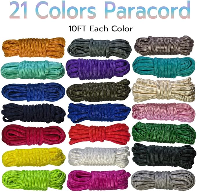 21 Colors Paracord, 550lb Parachute Cord Combo Kit - Image 2