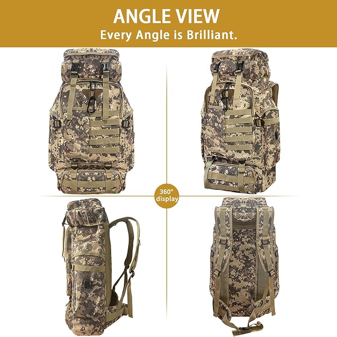 80L Camping Hiking Backpack, Large Military Tactical Backpack - Image 7