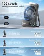 WHATOOK Small Desk Fan Personal Fans: 5000mah 25 Hours Battery Office Quiet - Image 4