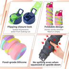Sunnyray 14 Pack Collapsible Water Bottles Travel 17oz Silicone Portable - Image 3
