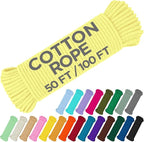 TECEUM Cotton Rope 3/16” – 50 FT – Strong All-Purpose Braided Rope – Natural by TECEUM