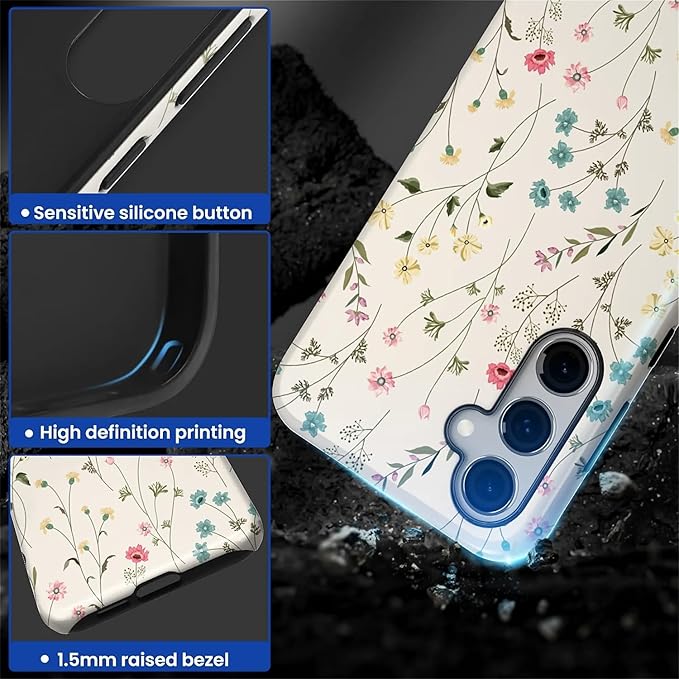for Samsung Galaxy S24 Plus Case, HL2 Beige Flower Branch Hybrid 2 Layer Hard - Image 3
