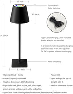 KDG 2 Pack Cordless Table Lamp, RGB Color Stepless Dimming Up, 4000mAh Battery - Image 5