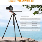K&F CONCEPT 90''/230cm Overhead Camera Tripod, Horizontal Shooting Video Tripods - Image 2