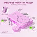 Magnetic Portable Charger Built-in Cables, 10000mAh Fast Charging Wireless - Image 6