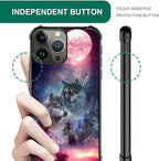for iPhone 16 Pro Case, Star Two Wolfs Howling Pattern Graphic Design Girl Boy - Image 2