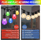 48FT Outdoor RGB String Lights, 16 Shatterproof Edison Bulbs, Dimmable Color - Image 4