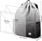 Drawstring Backpack with Mesh Pockets String Gym Bag Sackpack Sandproof Water - Image 7