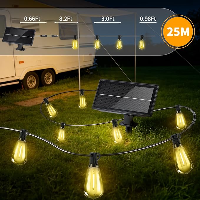 Solar Lights Outdoor Waterproof: ST38 82FT 25M Shatterproof Bulbs Patio Lights - Image 7