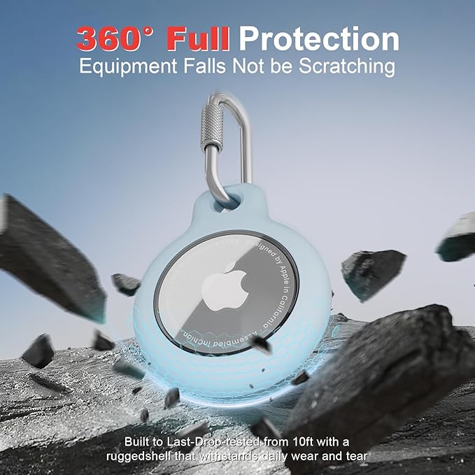 AirTag Holder with 304 Carabiner, 4 Pack IPX8 Waterproof Shockproof PC Hard Case - Image 4