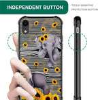 for iPhone XR Case, Cute Little Elephant Sunflower White Line Art Pattern - Image 6
