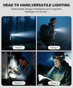 2 in 1 Detachable Flashlight & Headlamp, LED Rechargeable Head Lamp High Lumens - Image 2