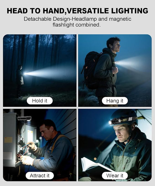 2 in 1 Detachable Flashlight & Headlamp, LED Rechargeable Head Lamp High Lumens - Image 2