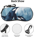 Watercolor Orca Whale Glasses Case Neoprene Portable Zipper Eyeglass Bag - Image 4
