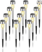 GIGALUMI Solar Lights Outdoor Waterproof, 12 Pack, Stainless Steel LED Solar by GIGALUMI
