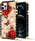 Compatible with iPhone 11 Pro Max Case, Shining Red Rose Butterfly Leather - Image 2