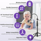 Nineigh 80" Phone Tripod, Selfie Stick Cellphone Tripod, Aluminum Tripods Stand - Image 5