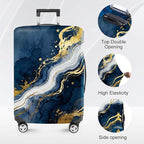 ANNA QUEEN Blue Abstract Marble Travel Luggage Cover -Stretchable Airplane - Image 2