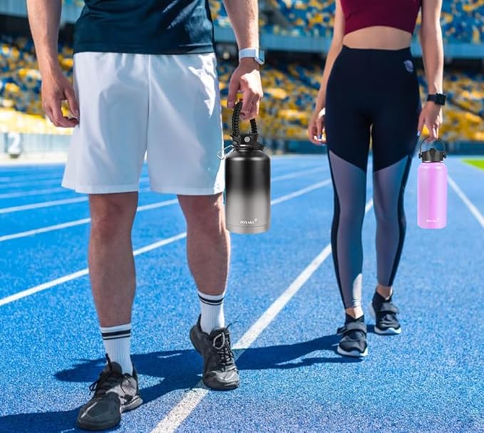 Water Bottle Insulated 32oz 40oz 64oz 128oz Straw Lid Spout Lid & 3 Lids - Image 6