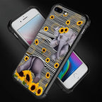 for iPhone 7/8 Case, Cute Little Elephant Sunflower White Line Art Pattern Made - Image 2