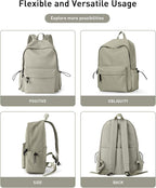 BJLFS Green School Backpack for Girls Water Resistant High School Book Bag - Image 5