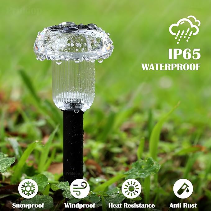 Priddop Solar Lights Outdoor Pathway Waterproof 8 Pack Warm White LED Acrylic - Image 6
