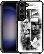 for Samsung Galaxy S23 Case, Lion Cross Jesus Christ Dove Pattern Graphic by FKBRCL4U
