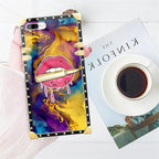Compatible with iPhone 8 Plus 7 Plus Case, Cool Corlorful Lip Marble Luxury - Image 7